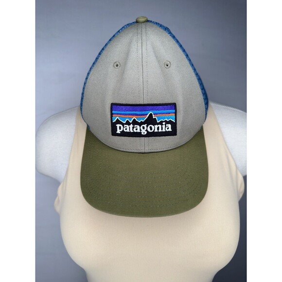 Patagonia P-6 Logo LoPro‎ Trucker Hat Garden Green & Blue Netplus Snap Back - Picture 1 of 7